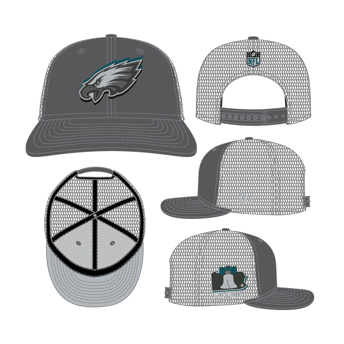 New Era 9FIFTY Snapback Cap Philadelphia Eagles NFL24 Draft LP950 grey