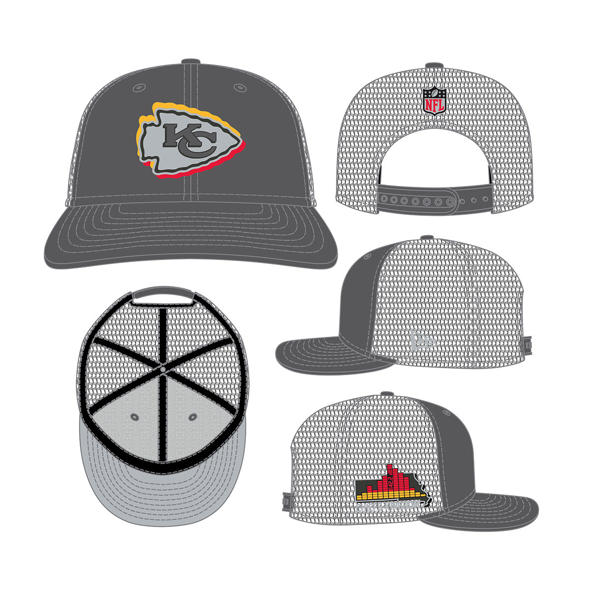 New Era 9FIFTY Snapback Cap Kansas City Chiefs NFL24 Draft LP950 grey