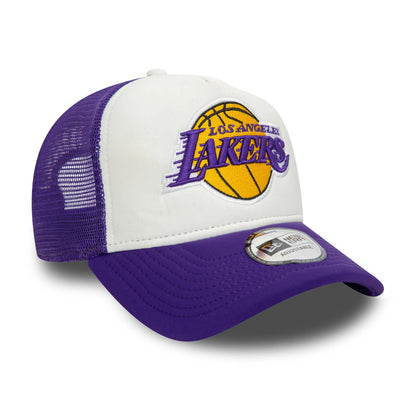 New Era 9FORTY A-Frame Trucker Cap NBA Flower LA Lakers purple