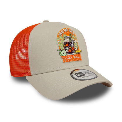 New Era A-Frame Trucker Cap Summer Patch stone orange