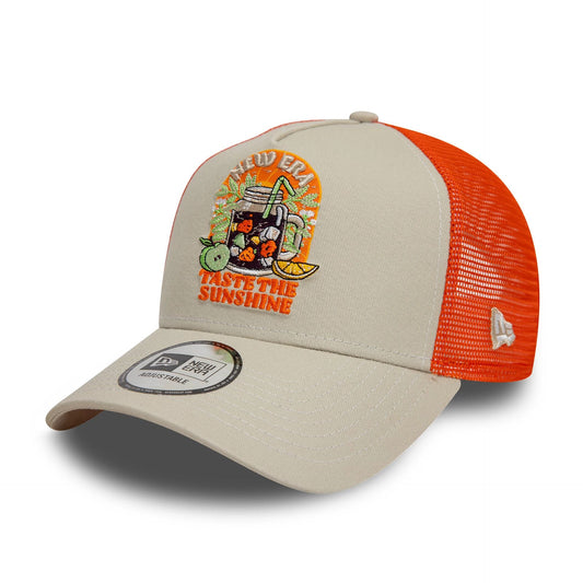 New Era A-Frame Trucker Cap Summer Patch stone orange