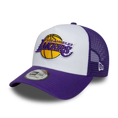 New Era 9FORTY A-Frame Trucker Cap LA Lakers NBA Side Patch lila