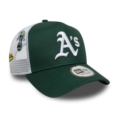 New Era 9FORTY A-Frame Trucker Cap Oakland Athletics MLB Patch green