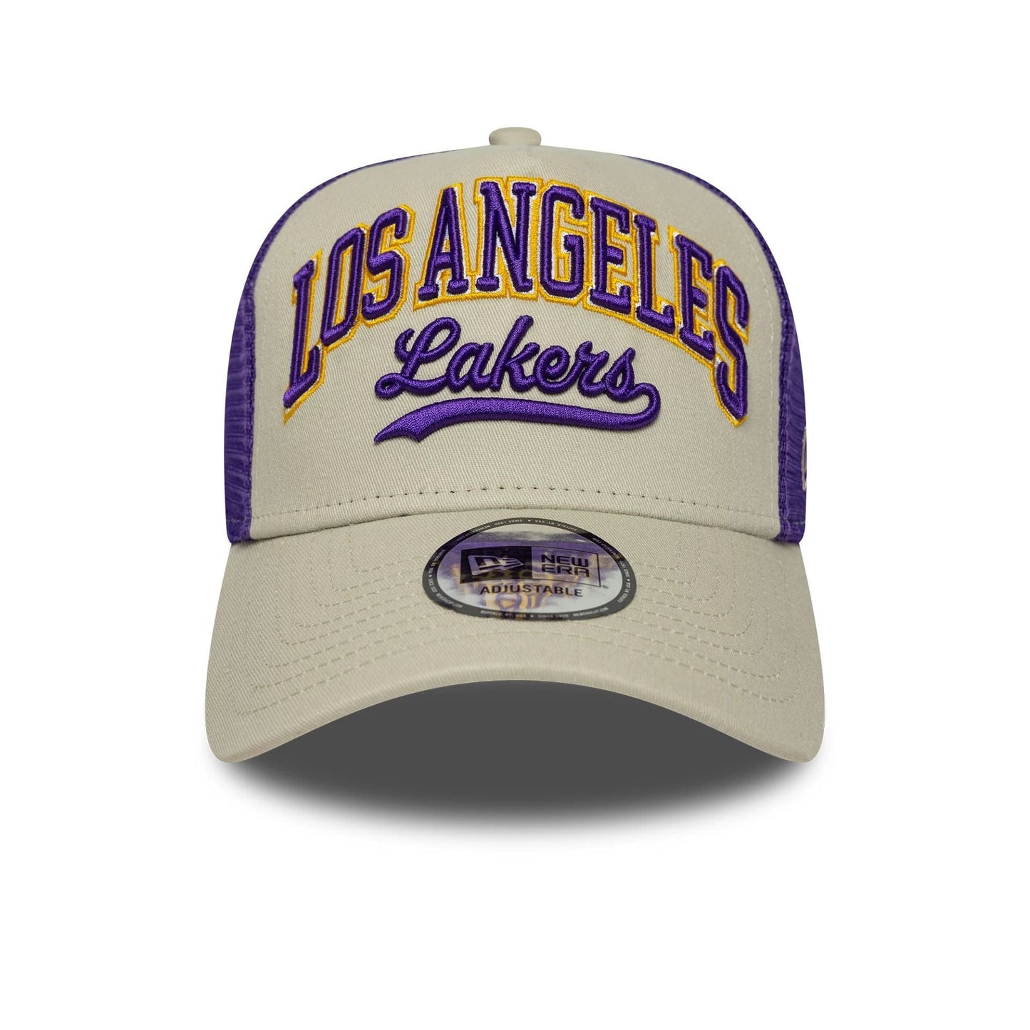 New Era 9FORTY Trucker Cap LA Lakers NBA Script beige