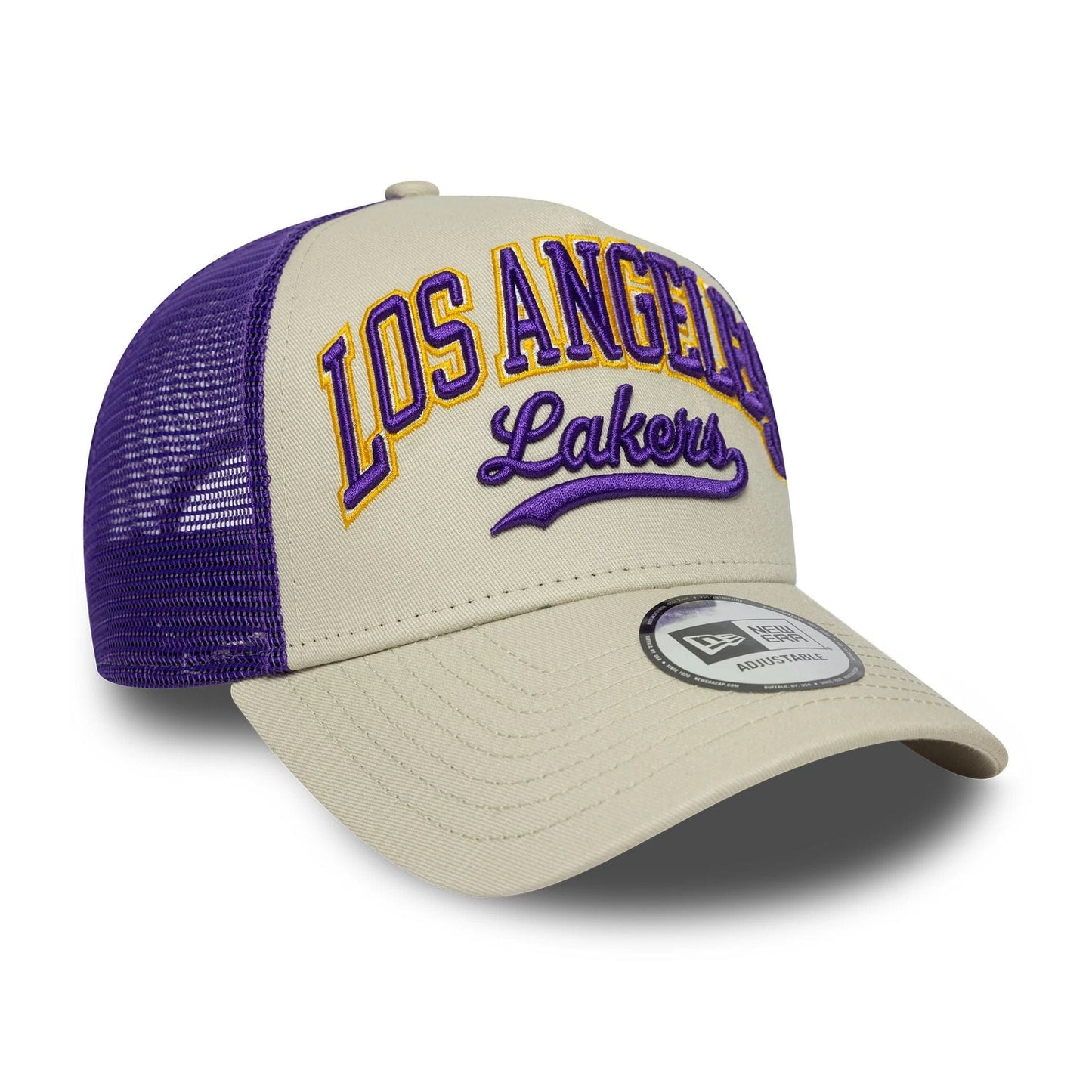 New Era 9FORTY Trucker Cap LA Lakers NBA Script beige