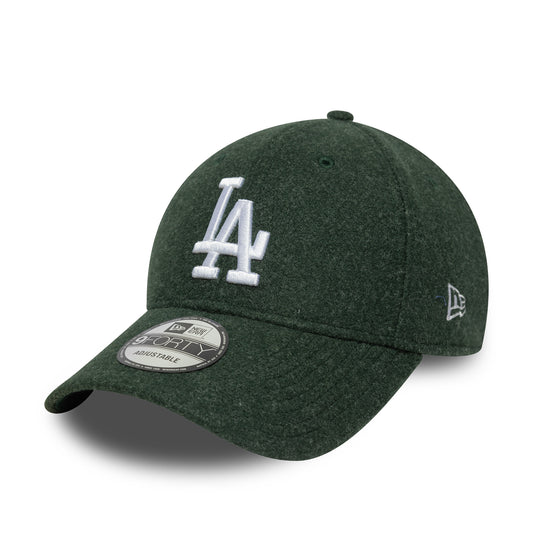 New Era 9FORTY Cap Los Angeles Dodgers MLB Melton Wool dark green