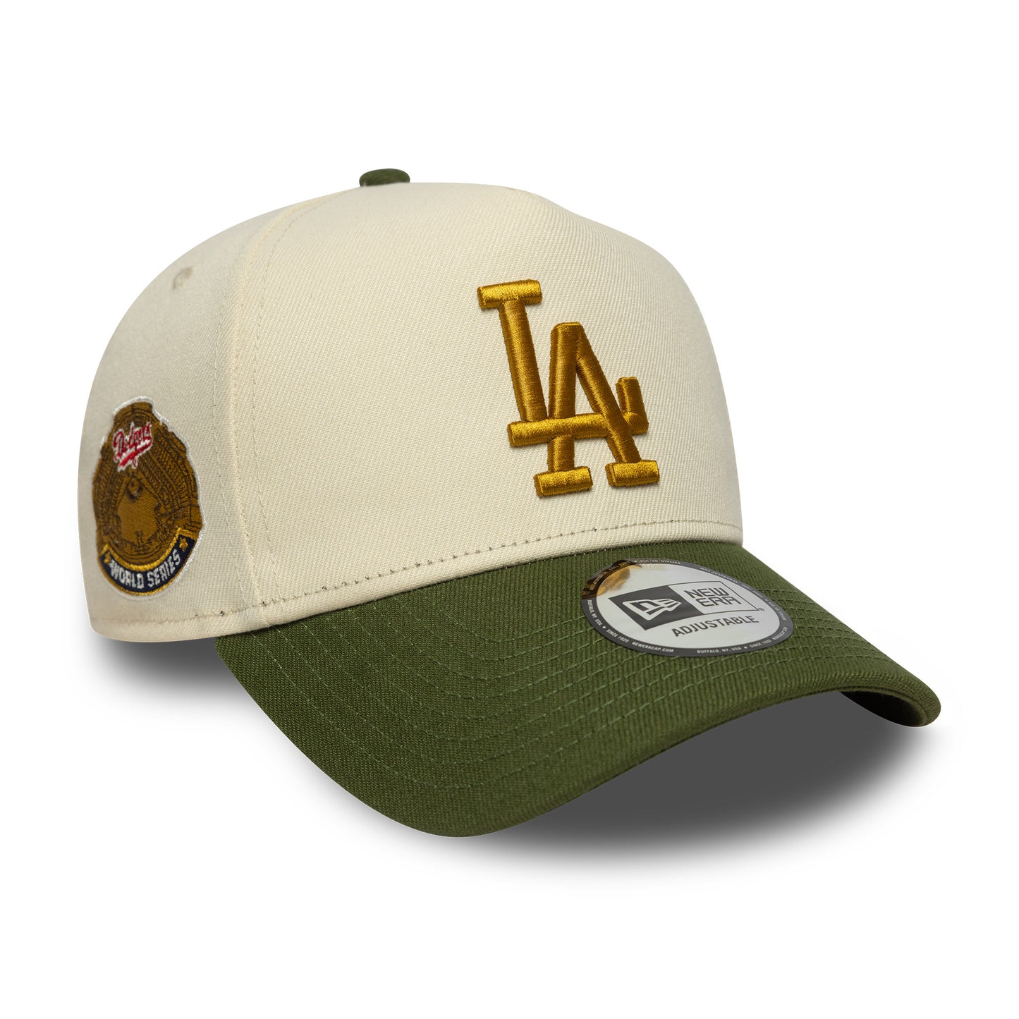 New Era 9FORTY E-Frame Cap Los Angeles Dodgers MLB World Series Patch beige
