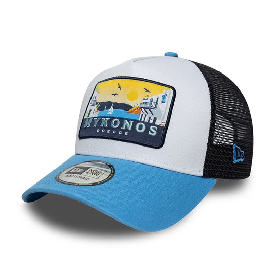 New Era 9FORTY Trucker Cap Location pastel blue/white/black