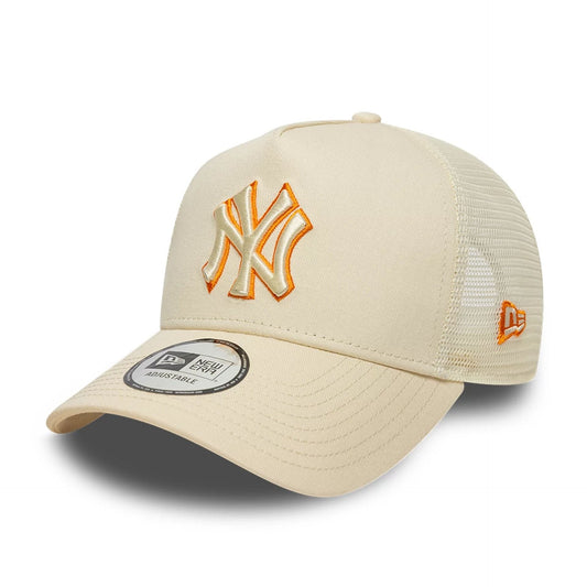 New Era 9FORTY Trucker Cap MLB New York Yankees Outline light beige