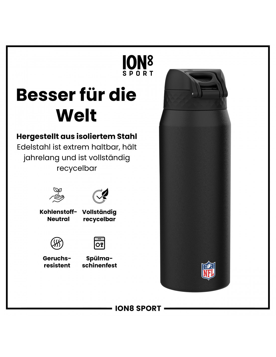 Philadelphia Eagles Steel Water Bottle 750ml black