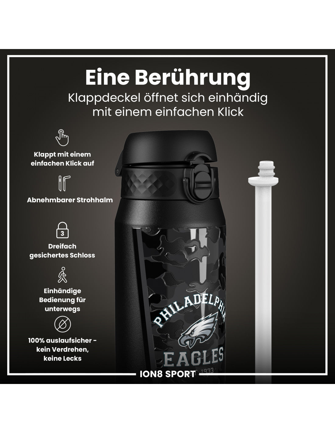 Philadelphia Eagles Steel Water Bottle 750ml black
